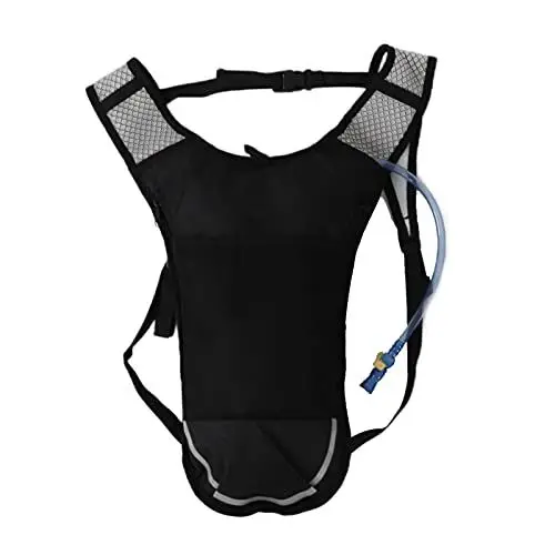 Produktbild: Trinkrucksack 2L Wasserblase Leichter Auslaufsicherer Wasserrucksack mit Wassersack Stroh Zum Laufen Wandern Radfahren Camping(Silber)
