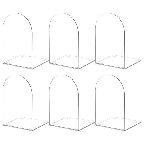Produktbild: ALOTCHE Acryl Buchstützen, 6 Stück für Regale, Bücherregale und Schreibtisch-Organizer - Transparente Halterungen für Bücher, Heimbürobedarf