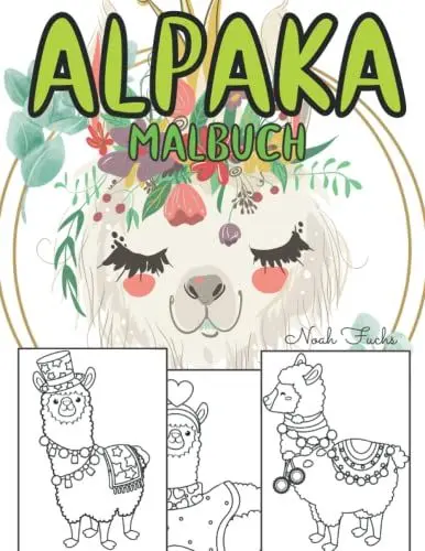 Produktbild: Alpaka Malbuch: Malvorlagen Für Kinder 2-12, Jugendliche und Erwachsene (alle Altersgruppen): Ein tolles Geschenk Für Alpaka-Liebhaber: 44 Originelle und Süße Alpaka-Designs