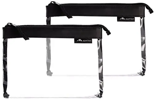 Produktbild: Alpamayo® 2er Set transparenter Kulturbeutel, Kulturtasche für Handgepäck auf der Reise, durchsichtige Kulturtasche mit 1 Liter Volumen zum Transport von Flüssigkeiten im Flugzeug