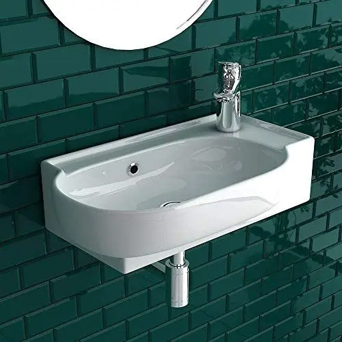 Produktbild: Alpenberger Waschbecken Bad Waschtisch 45 cm Breit Eckig Oval | Handwaschbecken Kleines Waschbecken Gäste WC & Badezimmer | Hängewaschbecken für Waschplätze | Gästewaschbecken Schmal Mini Waschbecken