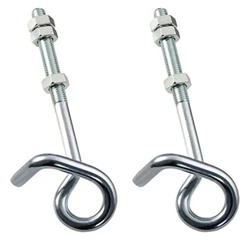 Produktbild: ALPENSTAHL Sicherheits-Schaukelhaken Set Schaukel-Befestigung mit Gewinde M12 x 80 mm | Decken-Haken universell zum Durchschrauben | Stahl verzinkt | 2 Stück - Schaukel-Aufhängung für schwere Lasten