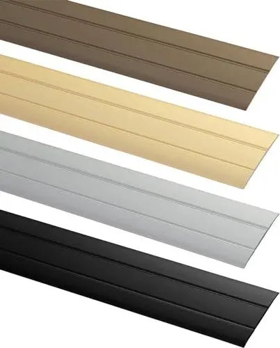Produktbild: ALPENSTAHL Übergangsprofil selbstklebend | Länge 90 cm | Türschiene Breite: 37 mm | Boden-Schiene flach für Fußböden, Laminat | Zierleiste Aluminium zum Kleben | Alu Bodenprofil Silber