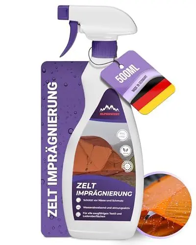 Produktbild: Alpenwert Zelt & Pavillion Imprägnierspray (LANGZEIT-ABPERL-Schutz) Made in Germany Imprägnierung für Zelte, Markisen, Sonnenschirm UVM. (500ml)