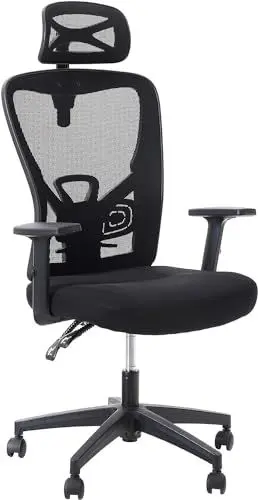 Produktbild: ALPHA HOME Bürostuhl, Ergonomischer Schreibtischstuhl mit Verstellbarer Kopfstütze Computerstuhl Ergonomisch Drehstuhl Höhenverstellbar Netzstuhl mit hoher Rückenlehne und Lordosenstütze