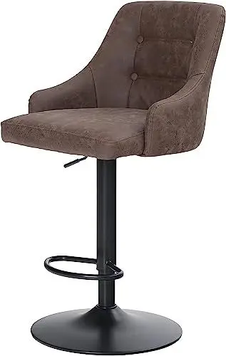 Produktbild: ALPHA HOME Höhenverstellbarer Drehbarer Barhocker Barstuhl Thekenhocker PU Leder mit Rückenlehne und Fußstütze Umarmungsgefühl Thekenhocker für Küche Café Büro