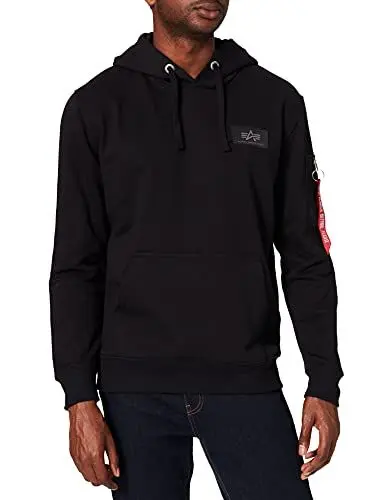 Produktbild: ALPHA INDUSTRIES Herren Back Print Hoody Kapuzensweat Kapuzenpullover, Black, L