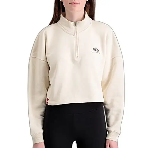 Produktbild: Alpha Industries Half Zip Sweater COS SL Wmn Sweatshirt für Damen Jet Stream White