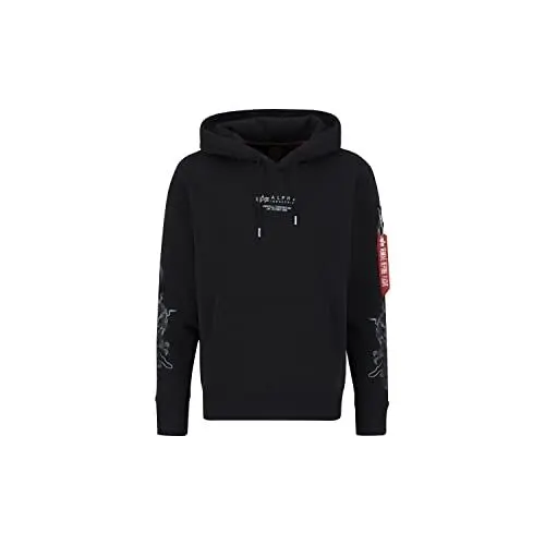Produktbild: Alpha Industries Herren Dragon EMB Hoody Kapuzensweat Kapuzenpullover, Black/Black, M