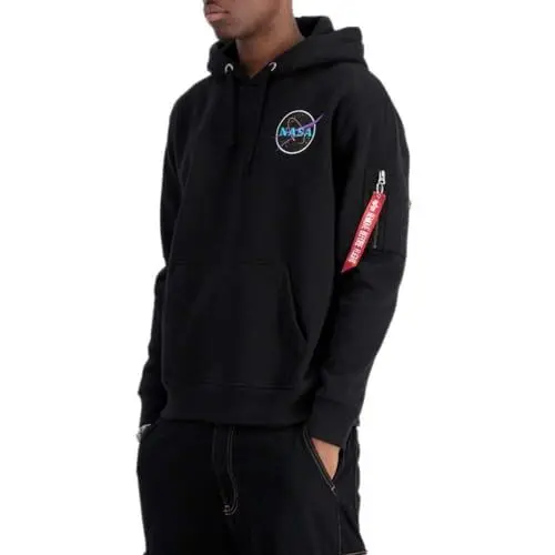 Produktbild: Alpha Industries Herren Space Shuttle Hoody Kapuzensweat Für Kapuzenpullover, Black/Neon Purple, M EU