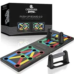 Produktbild: ALPHASKIN Premium Liegestützbrett Set I Verbessertes Konzept 2023 I Liegestützgriffe Homeworkout I 9 in 1 Push Up Bar I Homegym I Fitnessgeräte für Zuhause