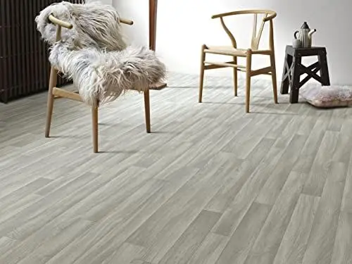 Produktbild: PVC Bodenbelag Vinylboden in grauem Holzton-Design, Zuschnitt (4m breit, 5m lang)