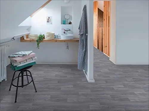 Produktbild: PVC Bodenbelag Vinylboden in klassischem Holz, grau, Zuschnitt (4m breit, 6m lang)