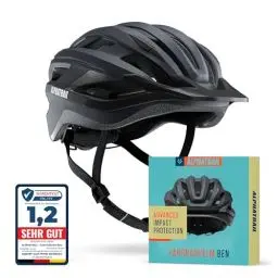 Produktbild: Alphatrail Fahrradhelm Ben - Sicher, Komfortabel & Leicht - Größe 55-61cm Schwarz - Allround, MTB, Trekking, City & E-Bike - Atmungsaktiver Fahrrad Helm Damen & Herren mit Insektenschutz, Kinnpolster.