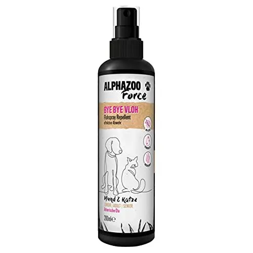 Produktbild: alphazoo ByeByeVloh Anti Floh-Spray 200 ml I Natürliches Flohmittel Katzen, Hunde & Pferde I Mit Sofortwirkung I Langzeit Flohschutz, gegen Juckreiz