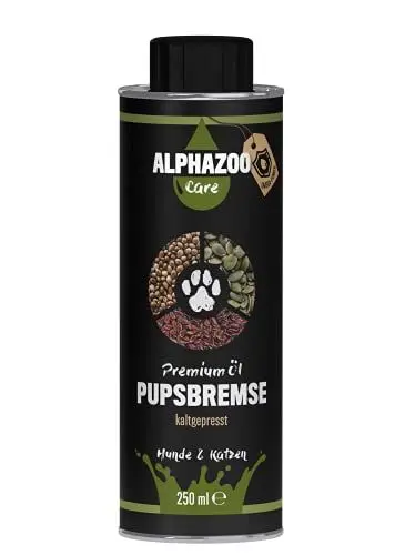 Produktbild: alphazoo Pupsbremse Magen Darm Futteröl für Hunde & Katzen 250 ml I Förderung der Verdauung, zur Appetit-Anregung I Magenschutz mit Kürbiskern & Leinöl