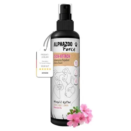 Produktbild: alphazoo Zeck-Attack Anti Zecken Spray für Hunde, Katzen & Pferde 100 ml I Natürliches Mittel gegen Zecken mit Sofortwirkung I Langzeit Zecken Schutz