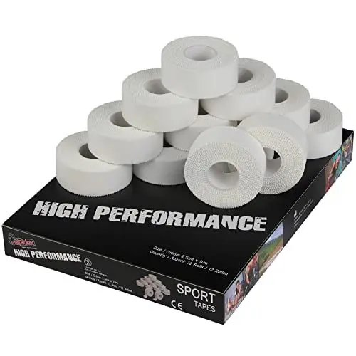 Produktbild: ALPIDEX 12 Rollen Sport Tape Set Fingertape 2,5 cm x 10 m Klettertape Tapeverband Weiß Unelastisch Gelenk Sporttape