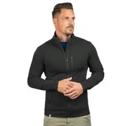 Produktbild: ALPIN LOACKER Merino Jacke Herren I Merinowolle Baselayer für Outdoor Sport und Freizeit I Wolljacke und Ski Midlayer, Schwarz XL