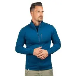 Produktbild: ALPIN LOACKER Merino Jacke Herren I Merinowolle Baselayer für Outdoor Sport und Freizeit I Wolljacke und Ski Midlayer, Blau XL