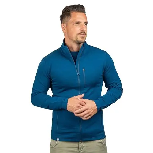 Produktbild: ALPIN LOACKER Merino Jacke Herren I Merinowolle Baselayer für Outdoor Sport und Freizeit I Wolljacke und Ski Midlayer, Blau XL