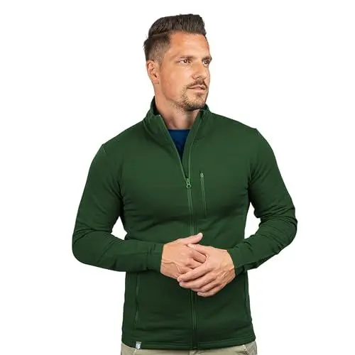 Produktbild: ALPIN LOACKER Merino Jacke Herren I Merinowolle Baselayer für Outdoor Sport und Freizeit I Wolljacke und Ski Midlayer, Grün S