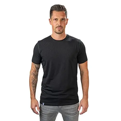Produktbild: ALPIN LOACKER Merino Shirt Herren Kurzarm I Antischweißshirt I Merinowolle Tshirt I Thermooberteil atmungsaktiv, Schwarz L