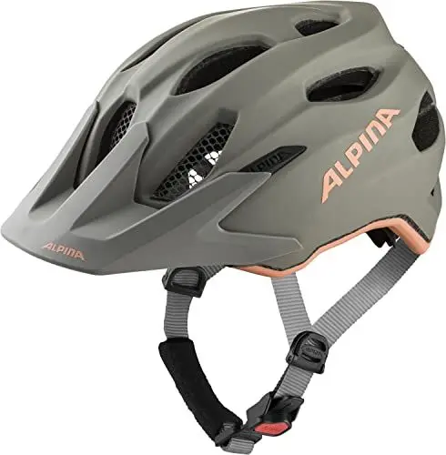 Produktbild: Alpina Carapax JR. Flash - Beleuchteter, Leichter und Sicherer LED Fahrradhelm Mit Fliegennetz Für Kinder, Moon-Grey-Peach matt, 51-56 cm