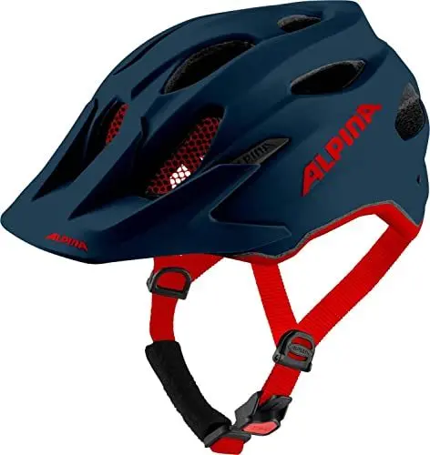 Produktbild: Alpina Carapax JR. - Leichter, Robuster und Sicherer Fahrradhelm Mit Fliegennetz und Optionalen LED-Licht für Kinder, Indigo matt, 51-56 cm