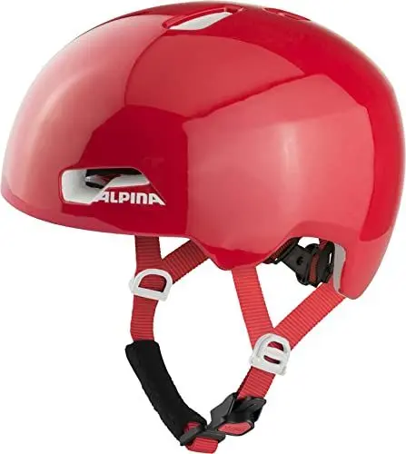 Produktbild: ALPINA Hackney - Leichter, Bruchfester & Optimal Klimatisierter Fahrradhelm für Kinder, Mit Nachrüstbarem LED für Gute Sichtbarkeit, red Gloss, M (51-56 cm)