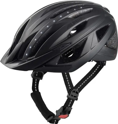 Produktbild: Alpina HAGA LED - Stoßabsorbierender, Beleuchteter & Optimal Anpassbarer Fahrradhelm Mit Integriertem LED-Licht Für Erwachsene, Black matt, 55-59 cm