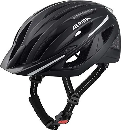 Produktbild: ALPINA HAGA - Stoßabsorbierender, Sicherer & Optimal Anpassbarer Urban Fahrradhelm Mit Integriertem LED-Licht Für Erwachsene, Black matt, M (51-56 cm)