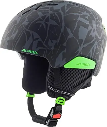 Produktbild: Alpina PIZI - Sicherer, Bruchfester & Individuell Anpassbarer Skihelm Mit Abnehmbaren Ohrenpolstern Für Kinder, Black-Green camo matt, 51-55 cm