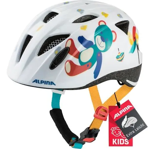 Produktbild: ALPINA XIMO - Leichter, Sicherer & Bruchfester Fahrradhelm Mit Optionalen LED-Licht Für Kinder, White Bear Gloss, 49-54 cm