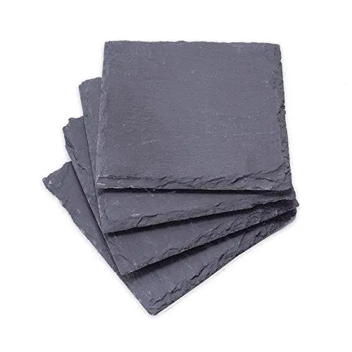 Produktbild: alpina 4er Schiefer Untersetzer Set, Stein, Dark, 10x10cm, 4