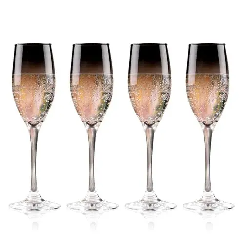 Produktbild: alpina Champagnergläser-Set 4-teilig – Champagnergläser geräuchert – auch für Prosecco und Cava geeignet – Champagnergläser für jeden Anlass – Glas