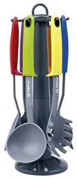 Produktbild: alpina Küchenhelfer 7-Teilig - Küchenwerkzeuge - Set mit praktischem Drehständer - Küchenutensilien Set Silikon - Utensilien Kochgeschirr