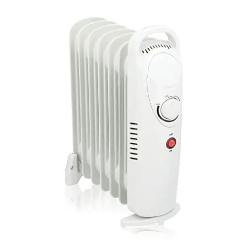 Produktbild: Alpina Öl-Heizkörper, 850 W, 7 Elemente, Mechanischer Thermostat, Elektroheizung Energiesparend, Leistungsregler für niedrigen Stromverbrauch, kompakt und tragbar, weiß