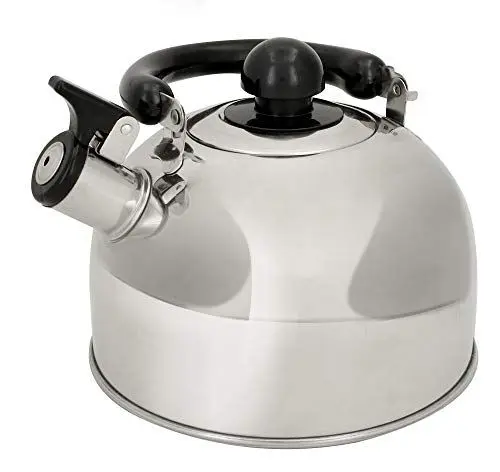 Produktbild: alpina Wasserkocher - Pfeifkessel aus Edelstahl - Teekessel für Herd - Teekanne geeignet für Induktion und Gas - Silber, 1.8 Liter