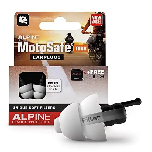 Produktbild: Alpine MotoSafe Tour Gehörschutz Ohrstöpsel Touringstöpsel - Verhindern Gehörschäden vom Motorradfahren - Verkehr noch hörbar - Bequemes hypoallergenes Material - Wiederverwendbar