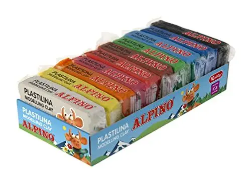 Produktbild: ALPINO Knete mit 10 Stück | Knete für Kinder, ungiftig, leuchtende Farben, flexible Knete, Modelliermasse, 50 g.