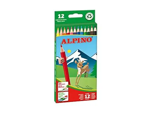 Produktbild: Alpino Buntstifte 12 Stück | Kinder-Buntstifte | Zeichnen und Malen mit leuchtenden und lebendigen Farben | Schulbedarf | Malstifte Etui