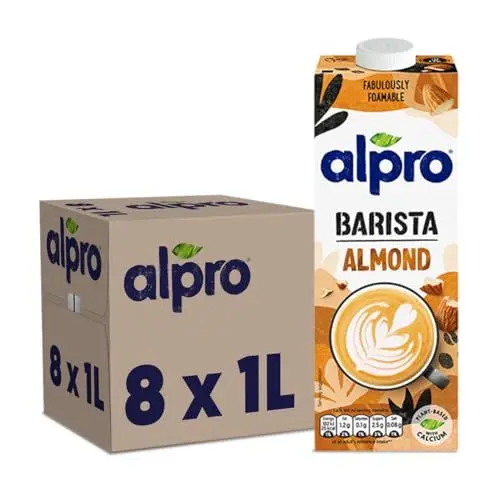 Produktbild: Alpro Barista Mandeldrink – Vegan und laktosefrei – Reich an Ballaststoffen – Mit Calcium und Vitaminen – UHT – 8 x 1 L