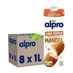 Produktbild: Alpro Mandeldrink Ohne Zucker, 8x1 L, haltbar, Quelle von Calcium und Vitaminen, zuckerfrei, glutenfrei, fettarm, ohne Laktose, vegan & milchfrei