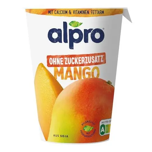 Produktbild: Alpro Soya-Joghurtalternative Mango ohne Zucker – Hochwertige und zuckerarme Proteinquelle – Vegan und laktosefrei – Reich an Ballaststoffen, Calcium und Vitaminen – 1 x 400 g