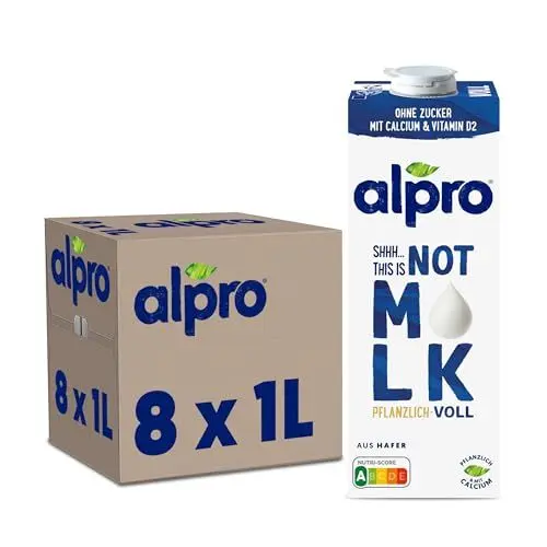 Produktbild: Alpro This is Not Milk 3,5 Prozent – Vegan und milchfrei – Von Natur aus laktosefrei – Reich an Ballaststoffen, Calcium und Vitaminen – 8 x 1 L – Haltbar