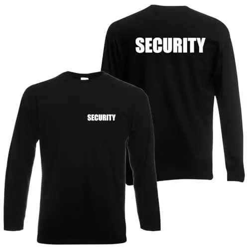 Produktbild: Alsino Security Sweatshirt Sweater Pulli Pullover Sicherheitsdienst Türsteher Sicherheit Dienstbekleidung Schwarz Brust & Rücken Druck, Farbe wählen:Schwarz, Größe wählen:L