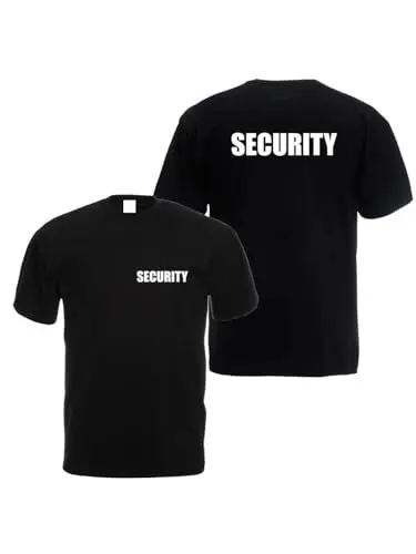 Produktbild: Alsino Security T-Shirt schwarz - Security-Shirt Sicherheit Shirt - 100% Baumwolle Rundhals - Druck Brust & Rücken, Größe wählen:XL