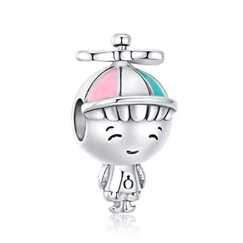 Produktbild: Alstiva Kleiner Junge Charm 925 Sterling Silber 5A Zirkonia Charm Anhänger für Armband Charm Bead Pendant für Europäische Armbänder Halsketten Schmuck Geschenk für Damen Frauen