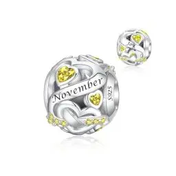 Produktbild: Alstiva November Geburtsstein Charm 925 Sterling Silber 5A Zirkonia Anhänger für Europäische Armbänder Halsketten - Schmuck Geschenk für Damen Frauen